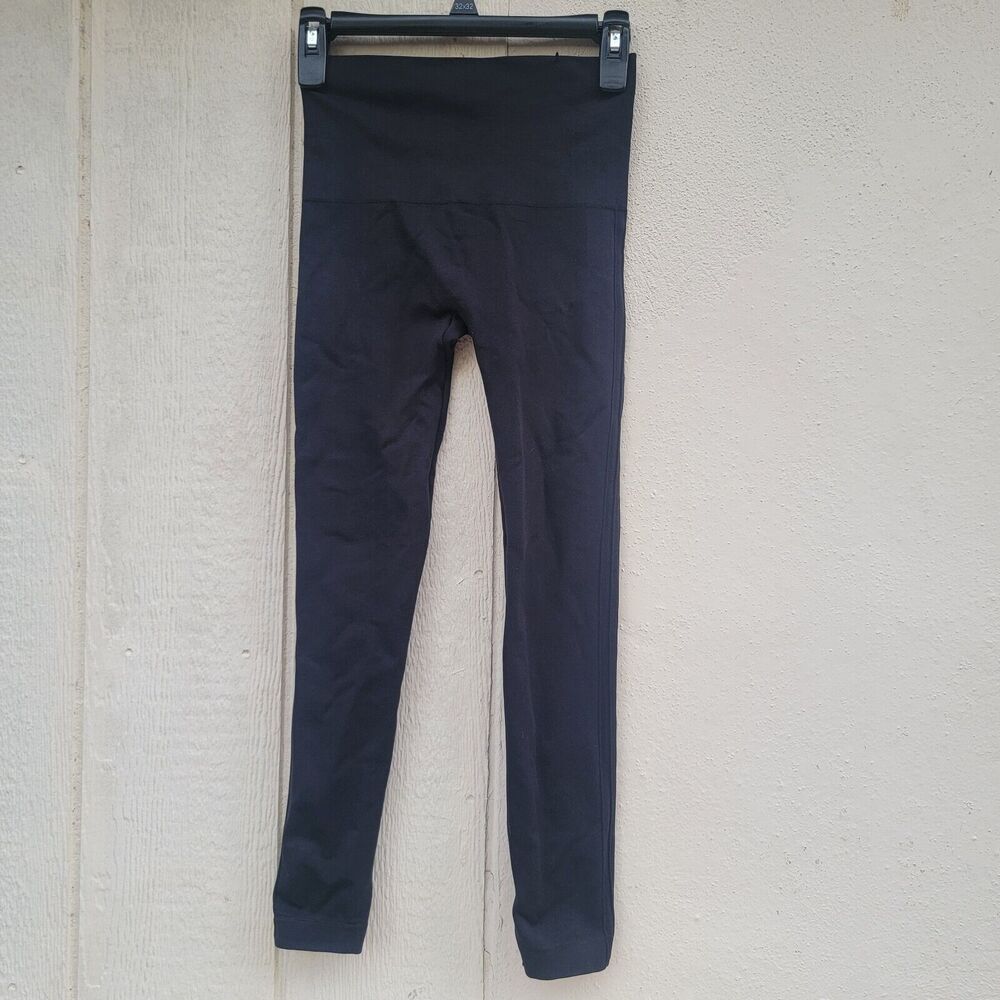 Spanx By Sara Blakely Leggings Size Medium Black Heavy Pull On Stretch Active